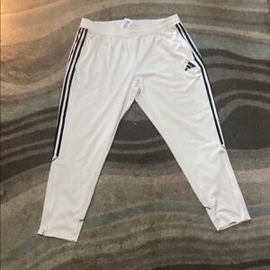 Adidas White and Black Sweatpants with Classic Stripes